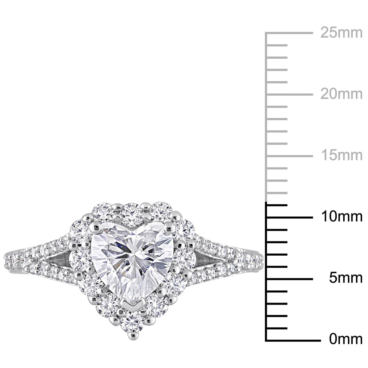 Miabella 1-1/2 Carat T.G.W. Created Moissanite Sterling Silver Heart Halo Engagement Ring