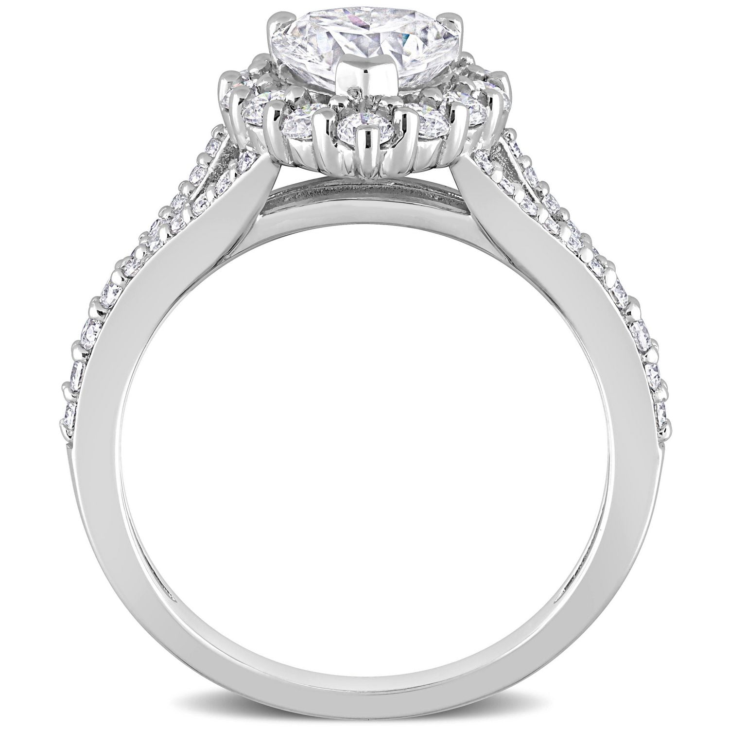 Miabella 1-1/2 Carat T.G.W. Created Moissanite Sterling Silver Heart Halo Engagement Ring
