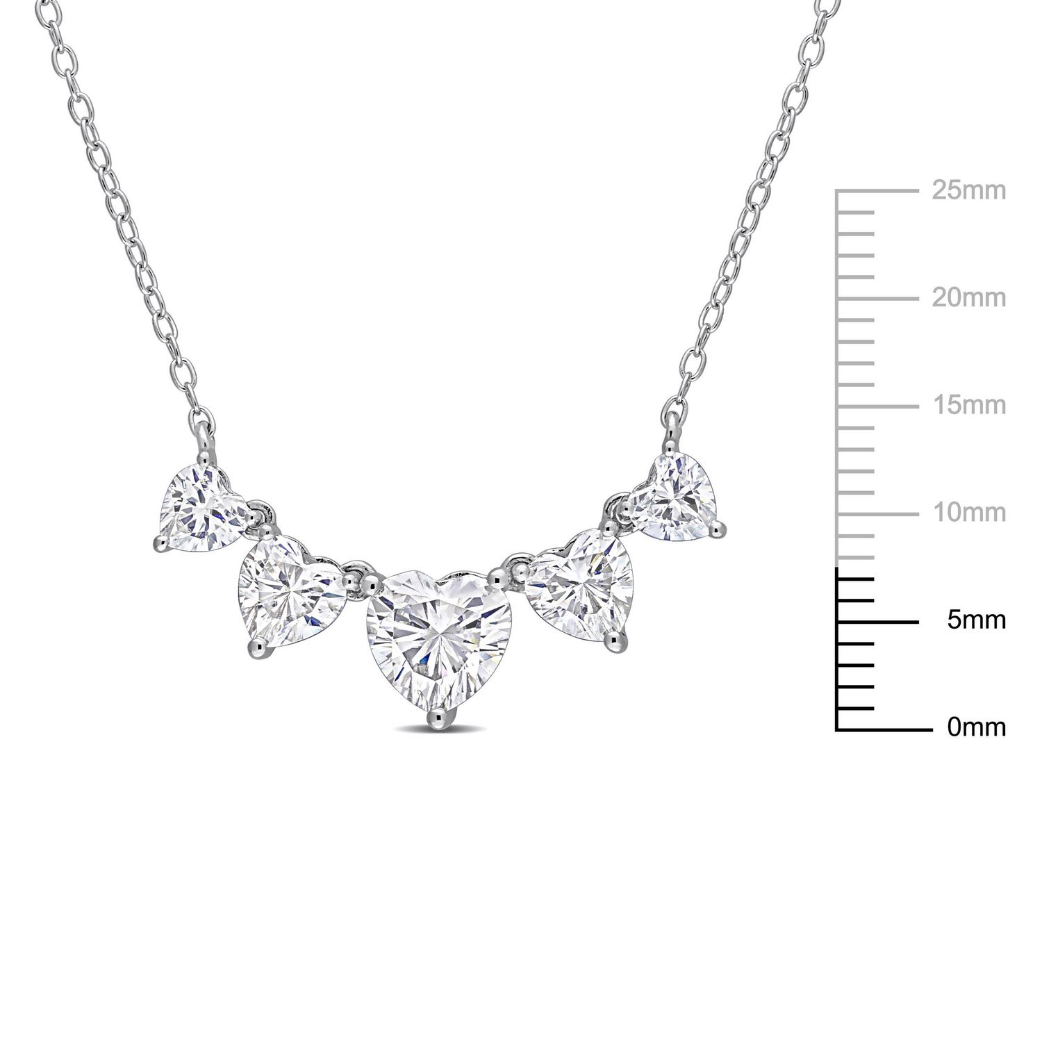 Collier à rangée progressive de Coeurs Miabella avec 2-1/2 Carat PBT de Moissanite en Argent Sterling