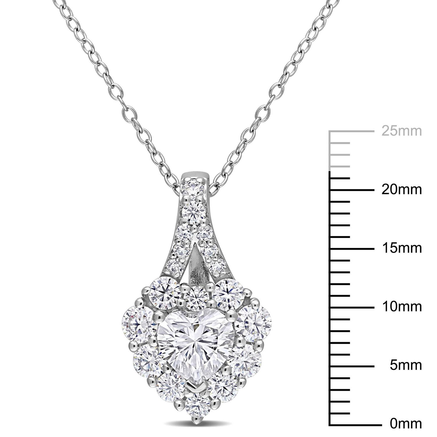 Miabella 2 Carat T.G.W. Created Moissanite  Sterling Silver Heart Halo Necklace