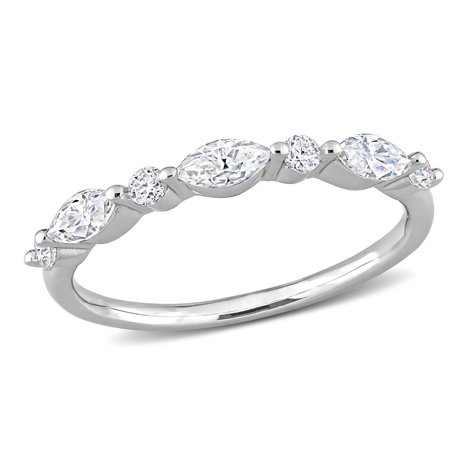 Miabella 1/2 Carat T.G.W. Created Moissanite Sterling Silver Semi-Eternity Ring