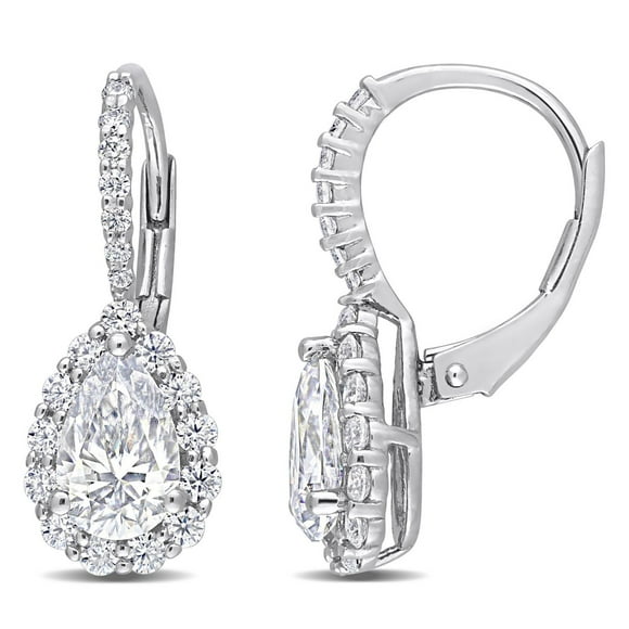 Boucles d'oreilles en forme Goutte à Auréoles Miabella avec 2-5/8 Carat PBT de Moissanite en Argent Sterling