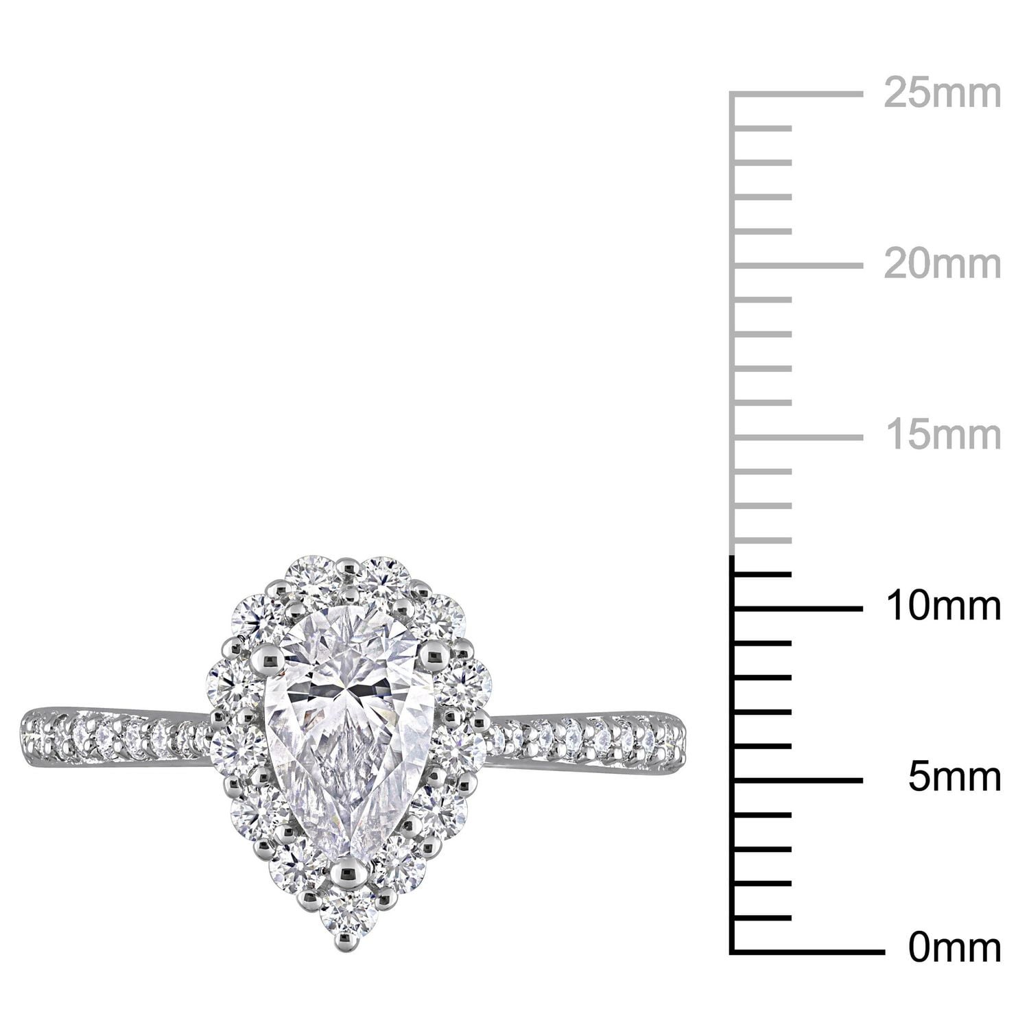 Miabella 1-3/8 Carat T.G.W. Created Moissanite Sterling Silver Teardrop Halo Engagement Ring