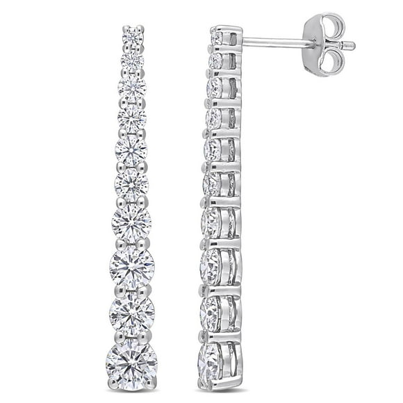 Boucles d'oreilles à rangée progressive Miabella avec 2-3/4 Carat PBT de Moissanite en Argent Sterling