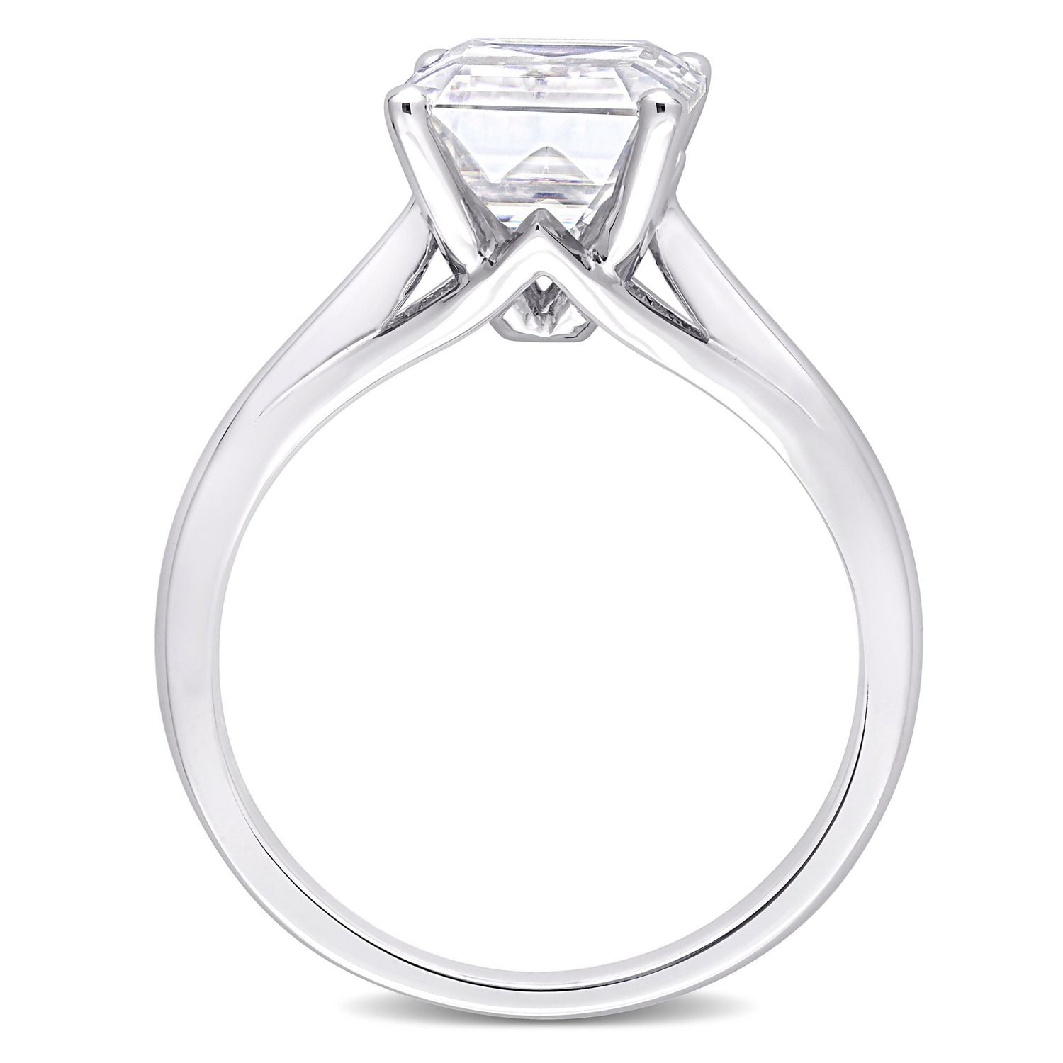 Miabella 3-1/2 Carat T.G.W. Emerald-Cut Created Moissanite 10K White Gold Solitaire Engagement Ring