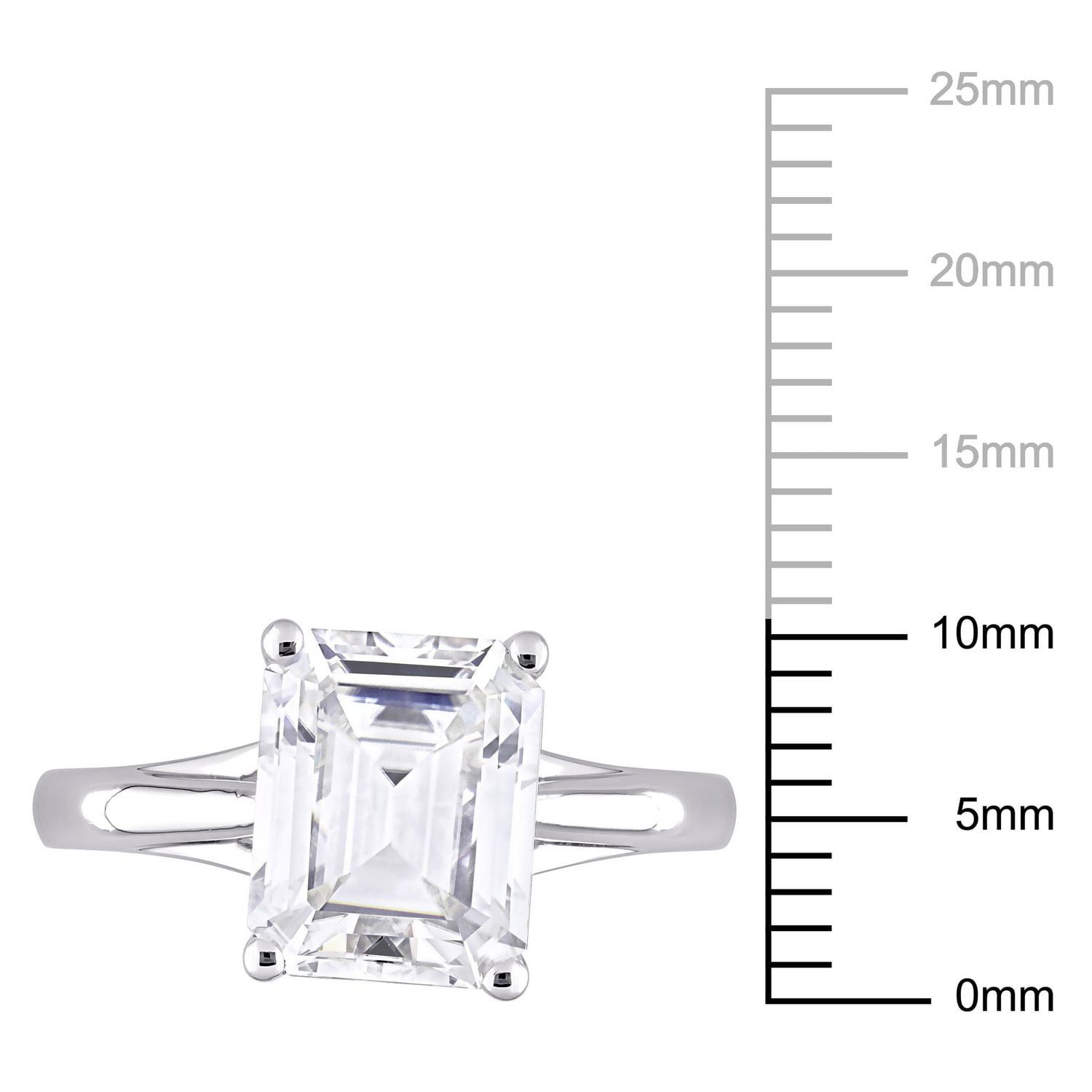 Miabella 3-1/2 Carat T.G.W. Emerald-Cut Created Moissanite 10K White Gold Solitaire Engagement Ring