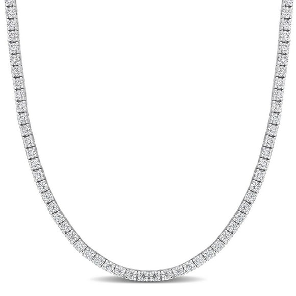 Miabella 12-1/2 Carat T.G.W. Created Moissanite Sterling Silver Tennis Necklace