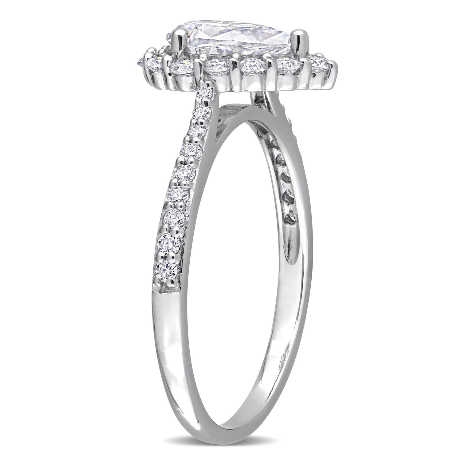 Miabella 1-3/8 Carat T.G.W. Created Moissanite Sterling Silver Teardrop Halo Engagement Ring