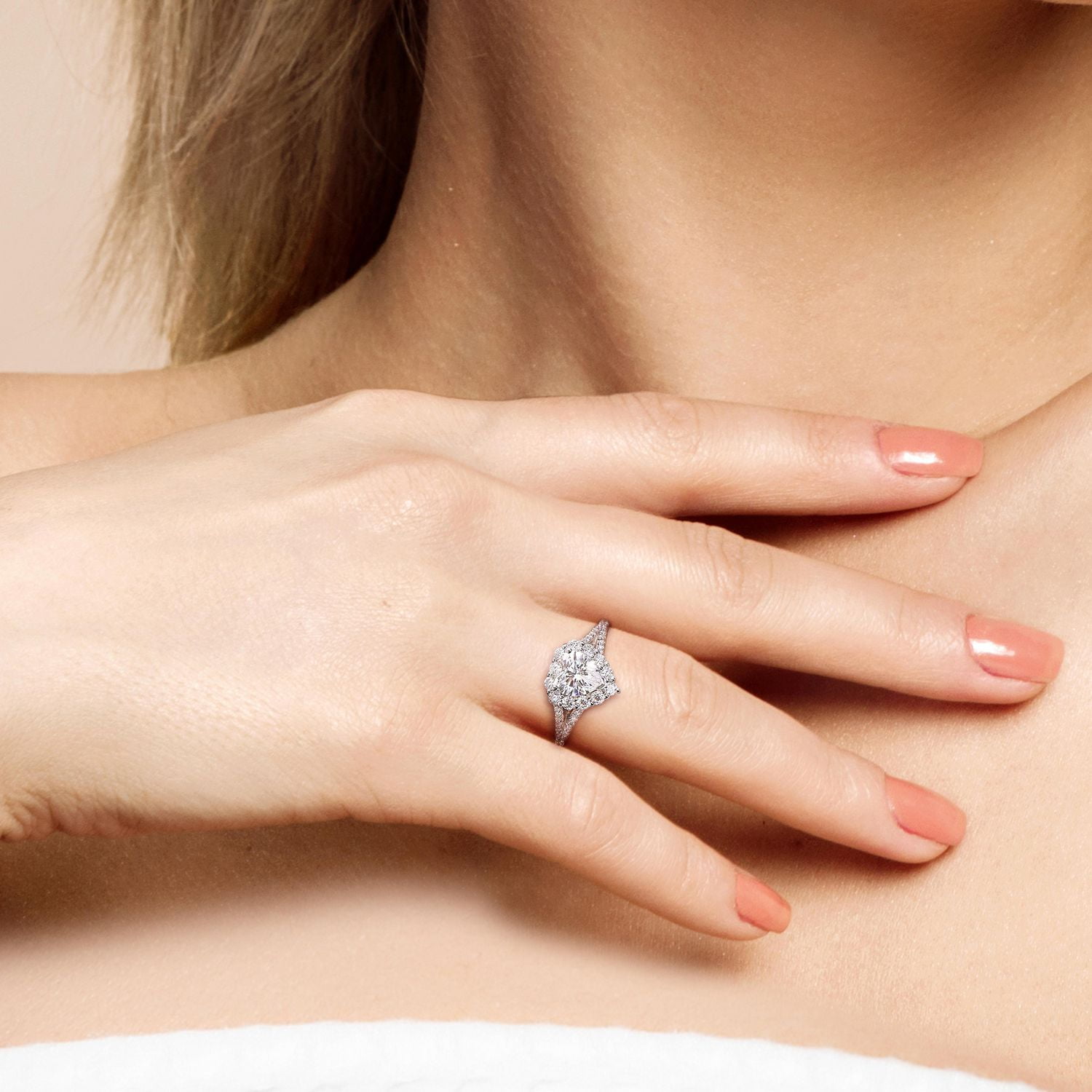 Miabella 1-1/2 Carat T.G.W. Created Moissanite Sterling Silver Heart Halo Engagement Ring