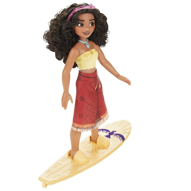 Disney Princesses Everyday Adventures, poupée mannequin Vaiana surfeuse et  planche qui change de couleur, jouets Disney Vaiana pour enfants dès 3 ans  