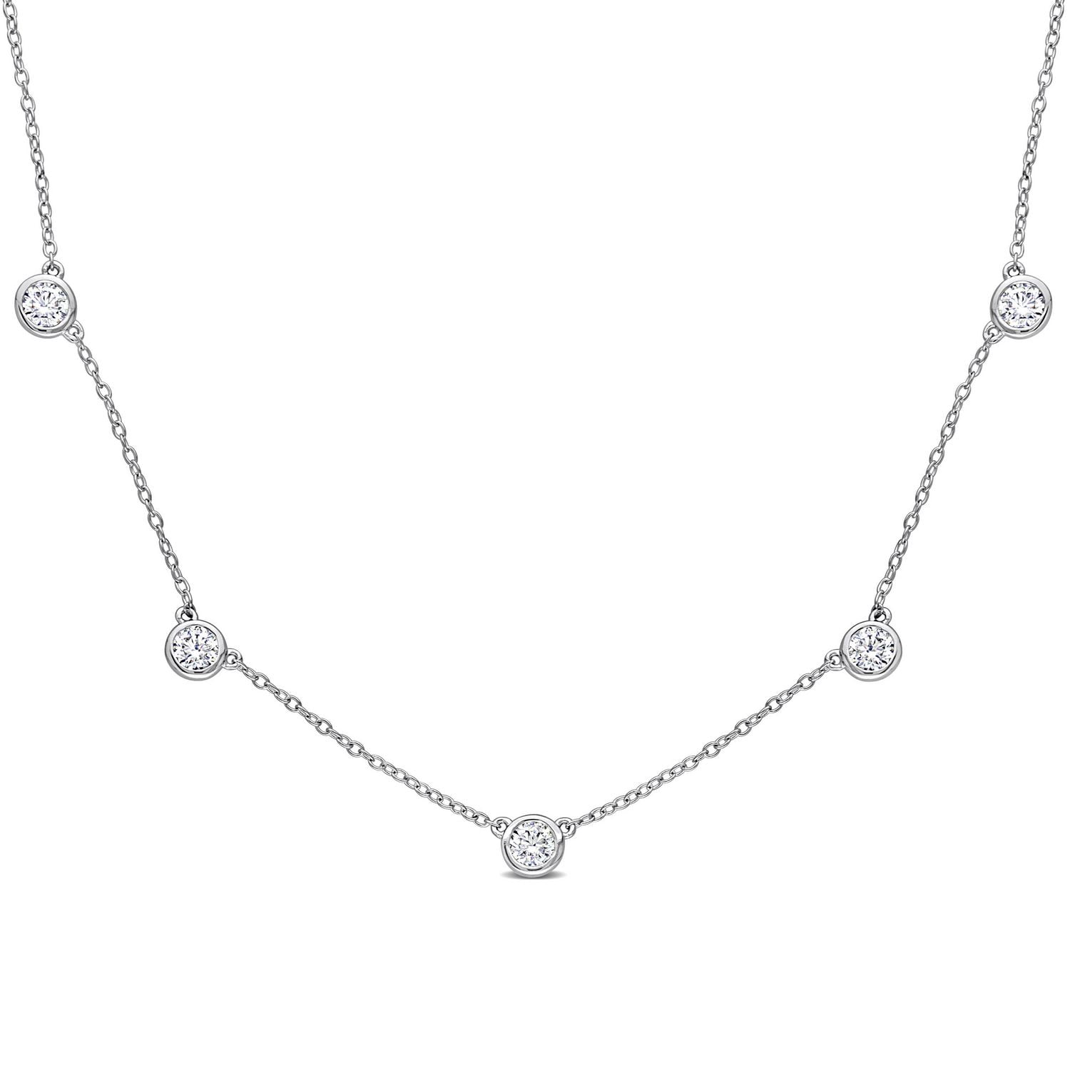 Miabella 2-1/4 Carat T.G.W. Created Moissanite Sterling Silver Station Necklace
