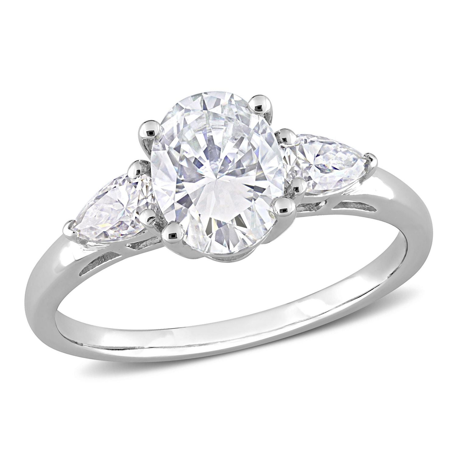 Miabella 1-3/4 Carat T.G.W. Created Moissanite Sterling Silver Oval Three-Stone Engagement Ring