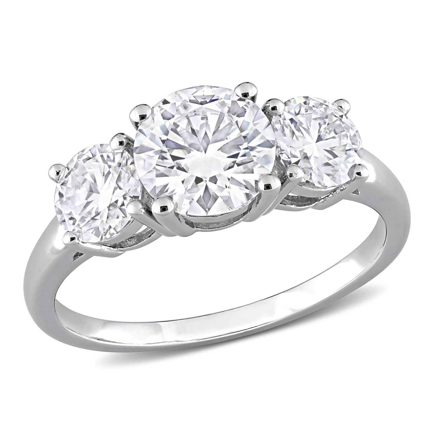 Miabella 2-1/4 Carat T.G.W. Created Moissanite Sterling Silver Three-Stone Engagement Ring