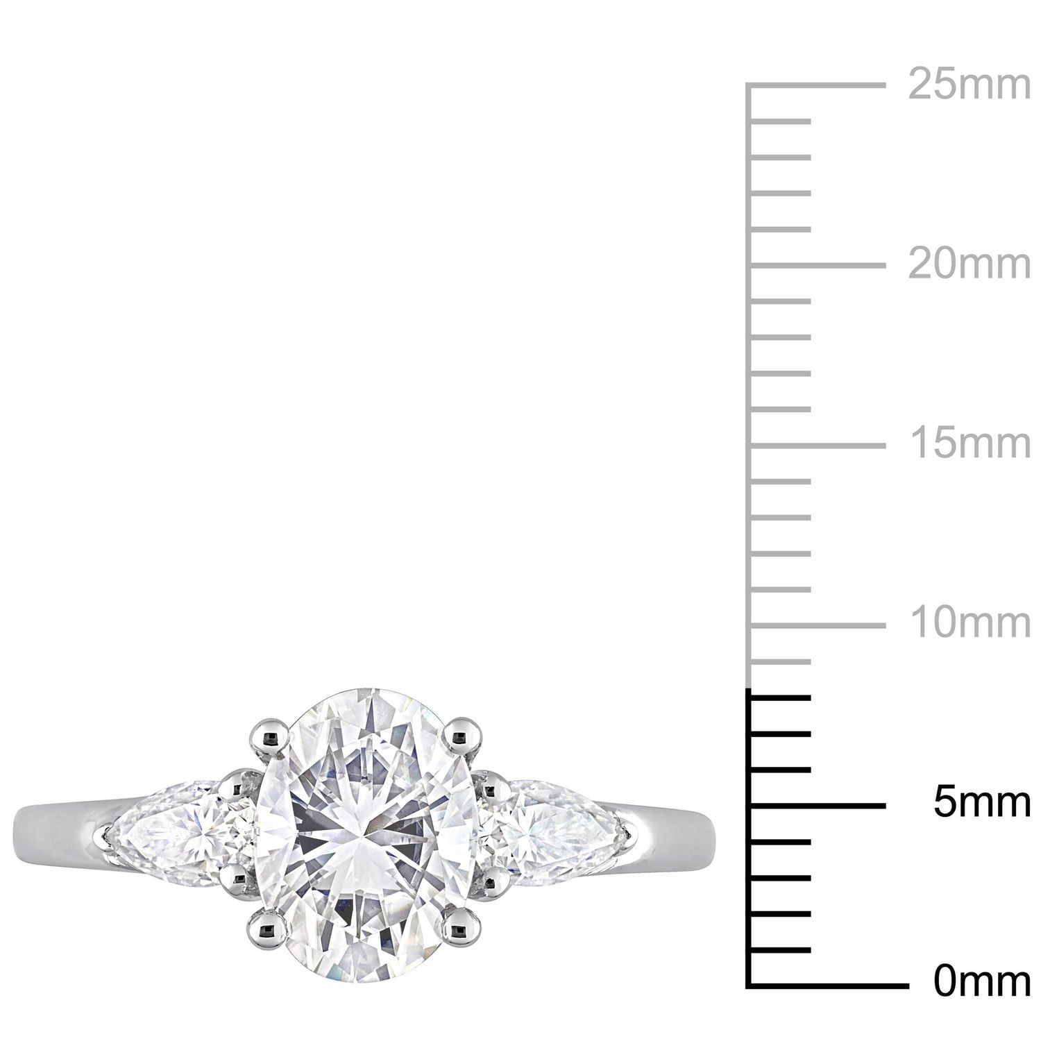 Miabella 1-3/4 Carat T.G.W. Created Moissanite Sterling Silver Oval Three-Stone Engagement Ring
