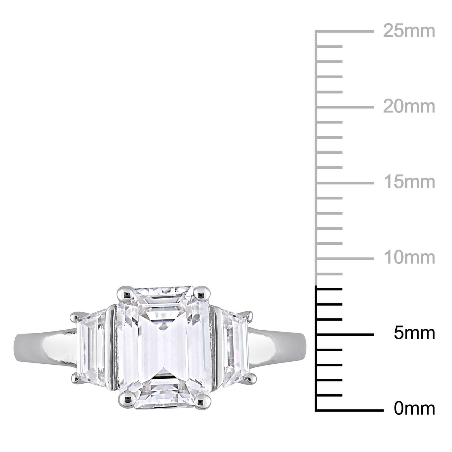 Bague de Fiançailles à Trois-Pierres Miabella avec 2-1/3 Carat PBT de Moissanite de coupe Émeraude en Argent Sterling