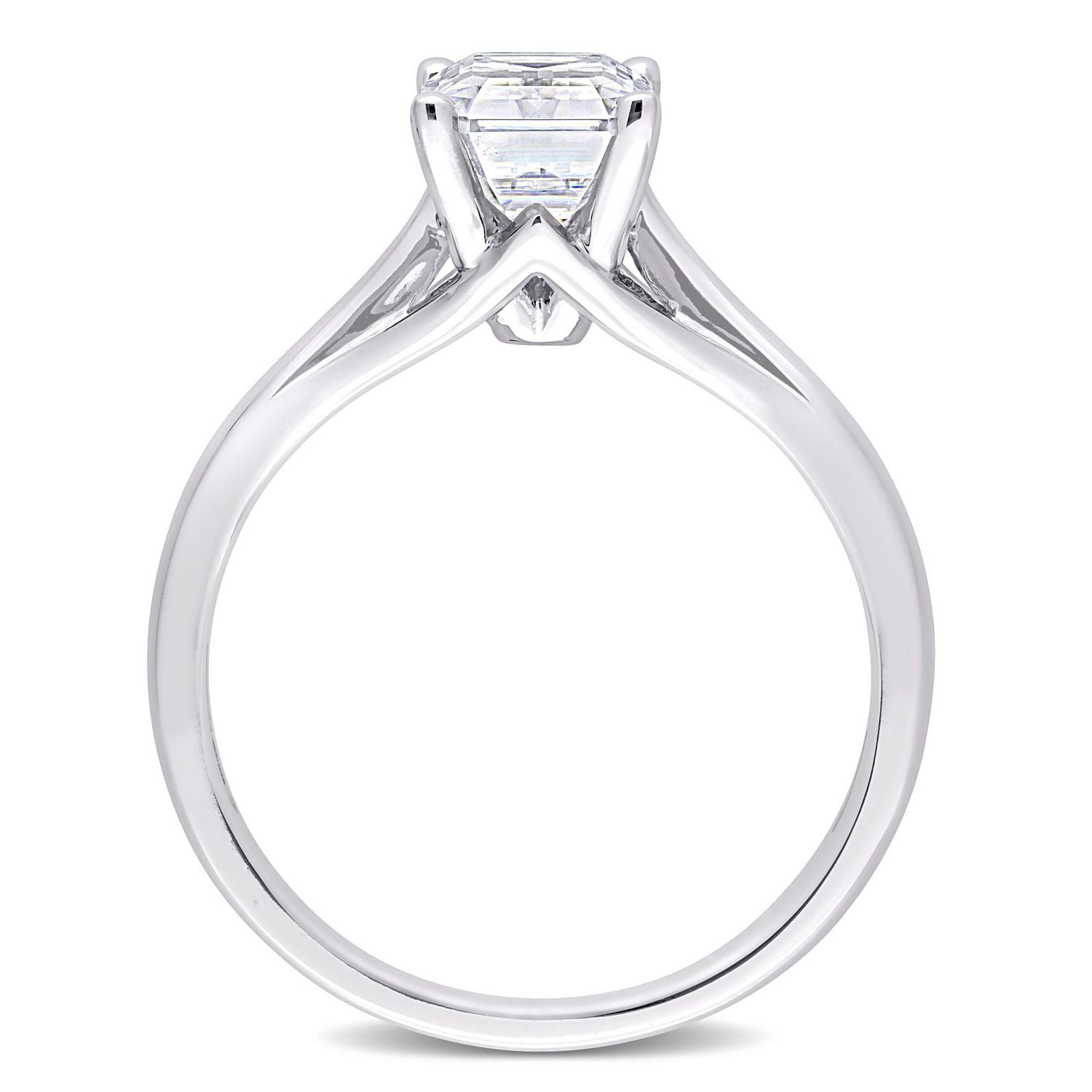 Miabella 1-3/4 Carat T.G.W. Emerald-Cut Created Moissanite 14K White Gold Solitaire Engagement Ring