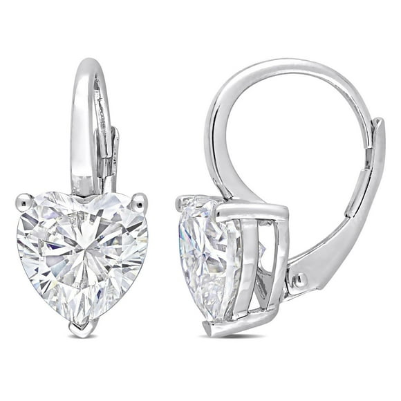 Miabella 4 Carat T.G.W. Created Moissanite Sterling Silver Heart Drop Earrings