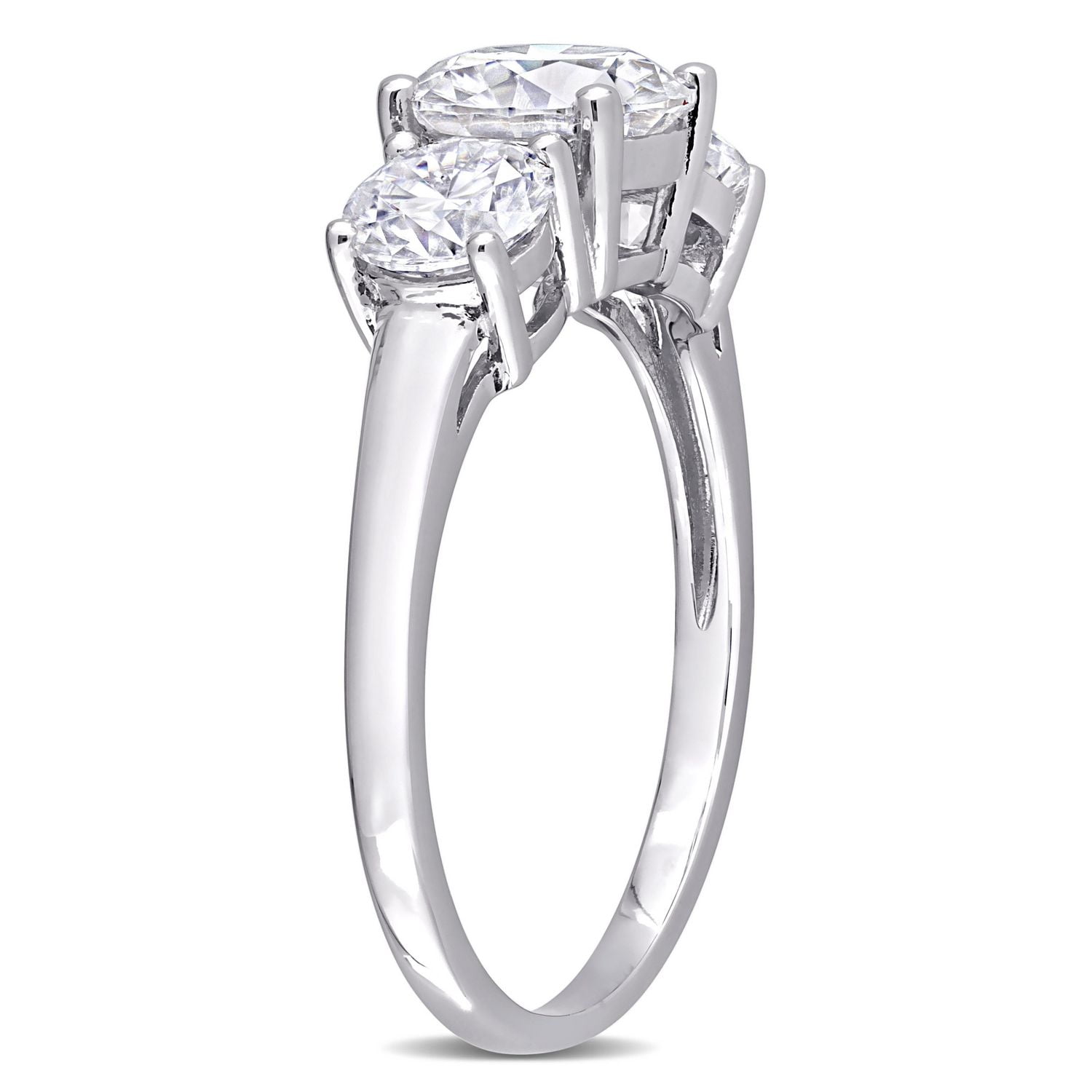 Bague de Fiançailles à Trois-Pierres Miabella avec 2-1/4 Carat PBT de Moissanite en Argent Sterling