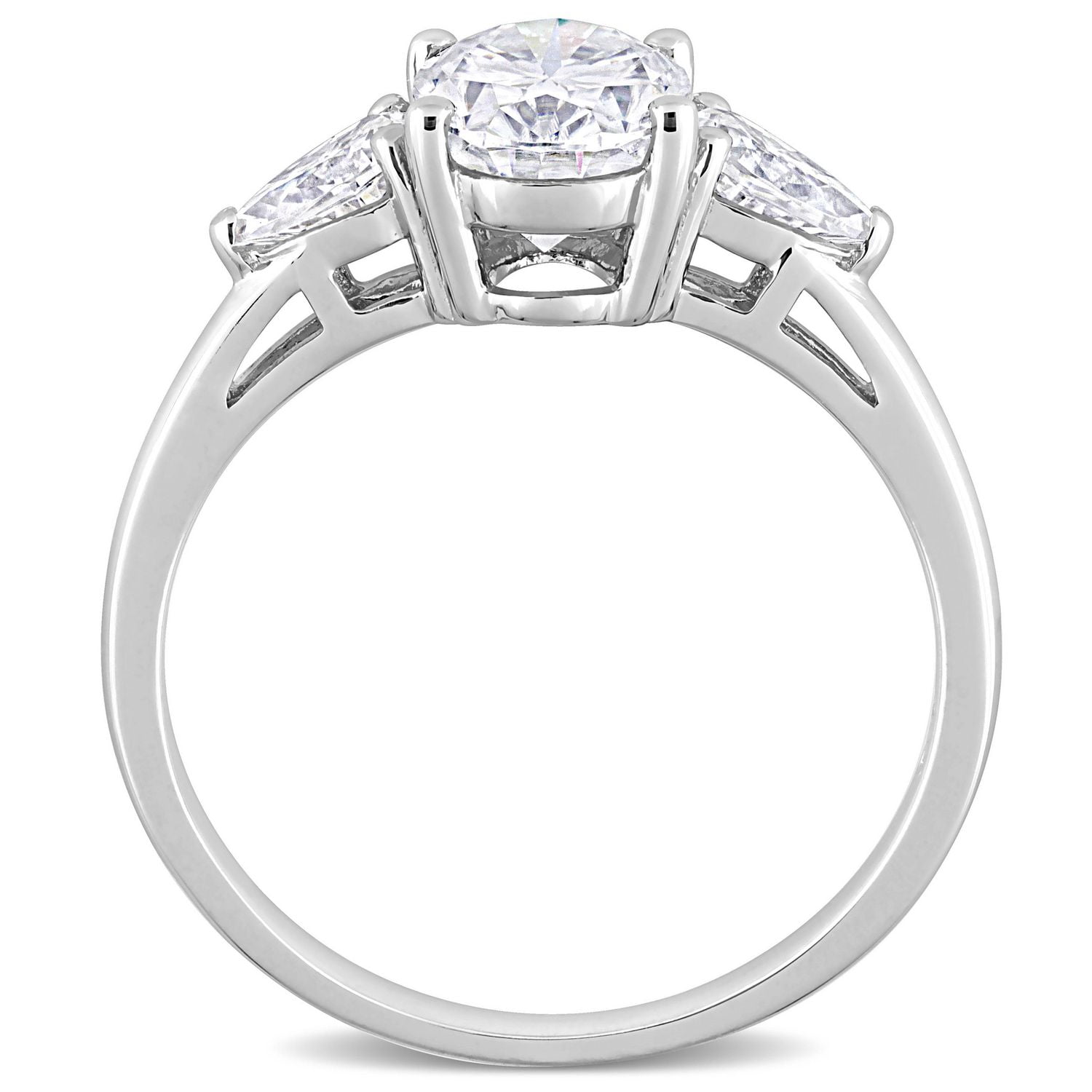 Miabella 1-3/4 Carat T.G.W. Created Moissanite Sterling Silver Oval Three-Stone Engagement Ring