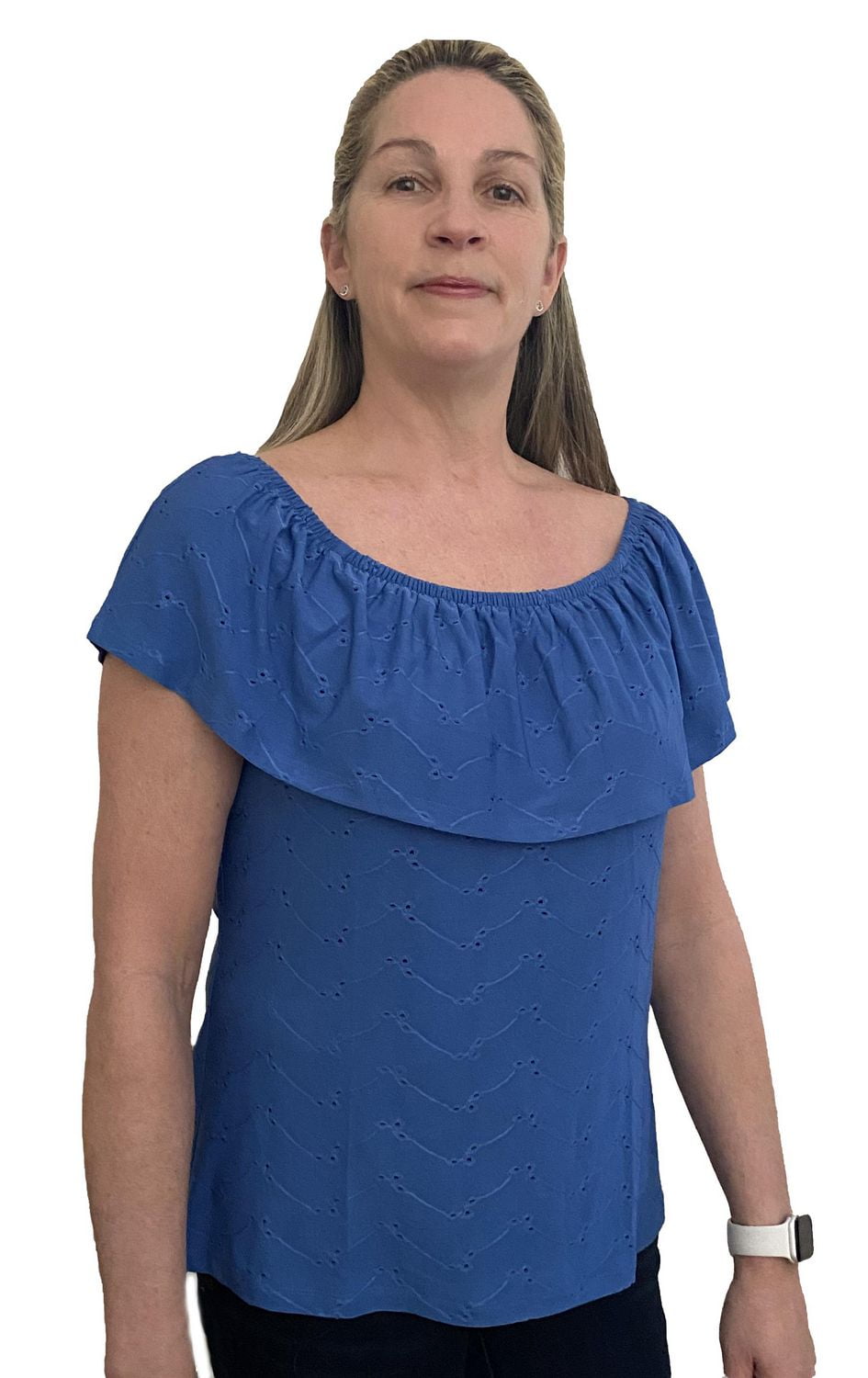 Time Square Wide Ruffle Neck Sleeveless Top