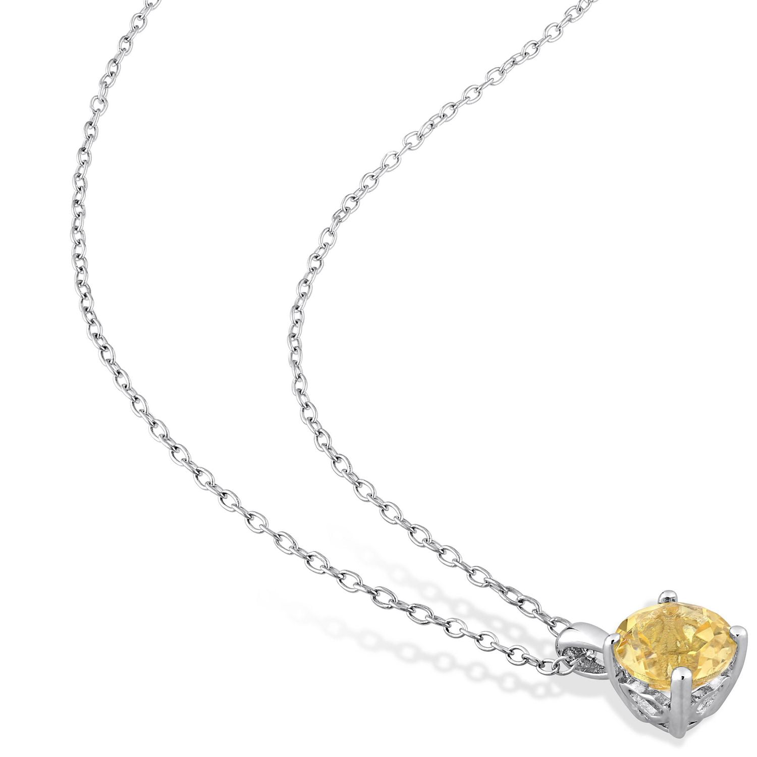 Miabella 1 1/4 Carat T.G.W. Citrine Sterling Silver Solitaire Pendant with Chain
