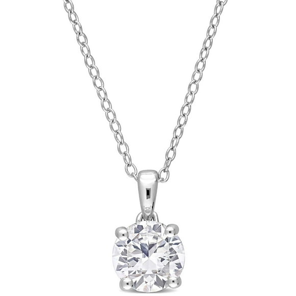 Miabella 1 5/8 Carat T.G.W. Created White Sapphire Sterling Silver Solitaire Pendant with Chain