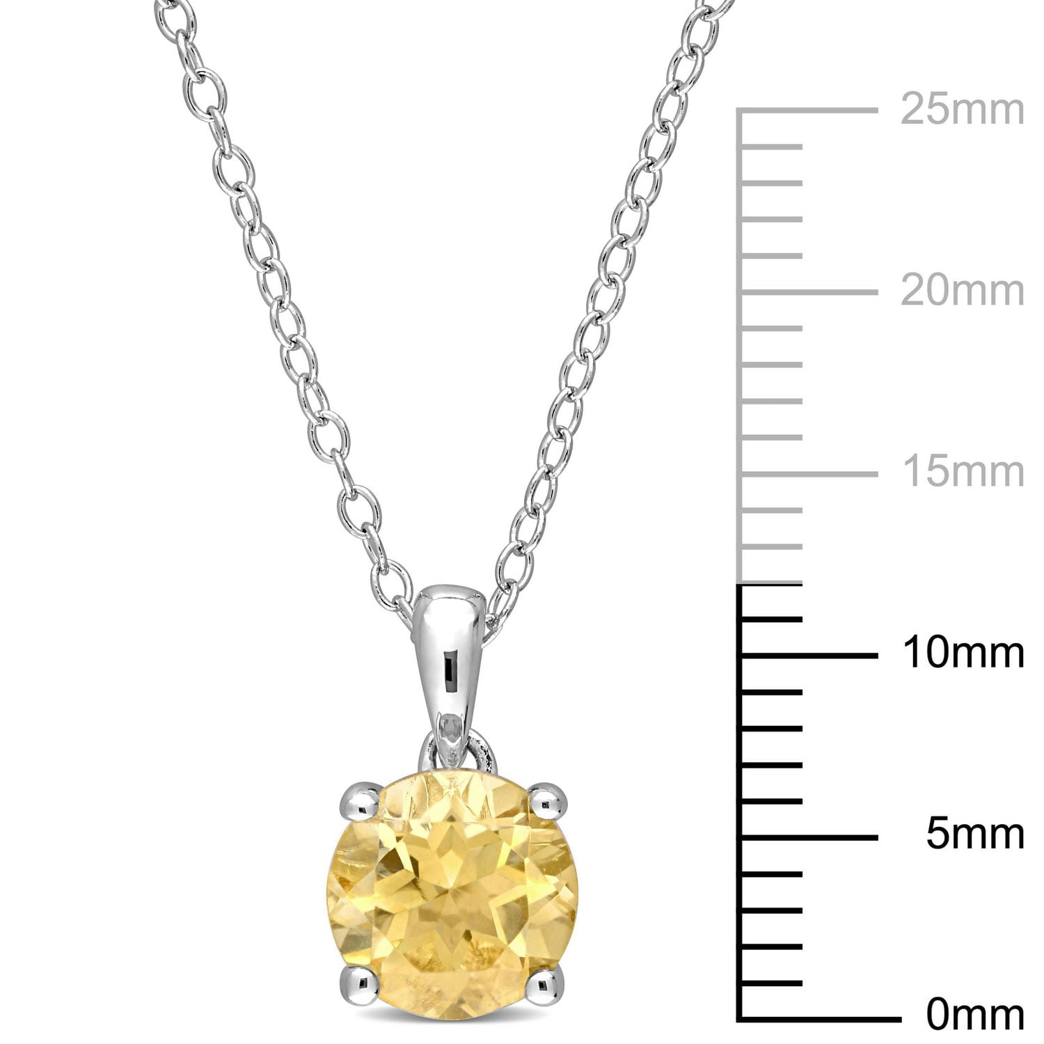 Miabella 1 1/4 Carat T.G.W. Citrine Sterling Silver Solitaire Pendant with Chain