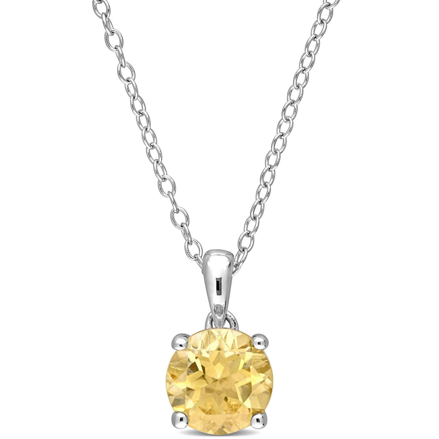 Pendentif Solitaire avec Chaîne Miabella avec 1 1/4 Carat PBT d'Citrine en Argent Sterling
