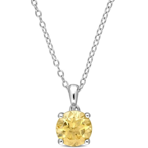 Miabella 1 1/4 Carat T.G.W. Citrine Sterling Silver Solitaire Pendant with Chain