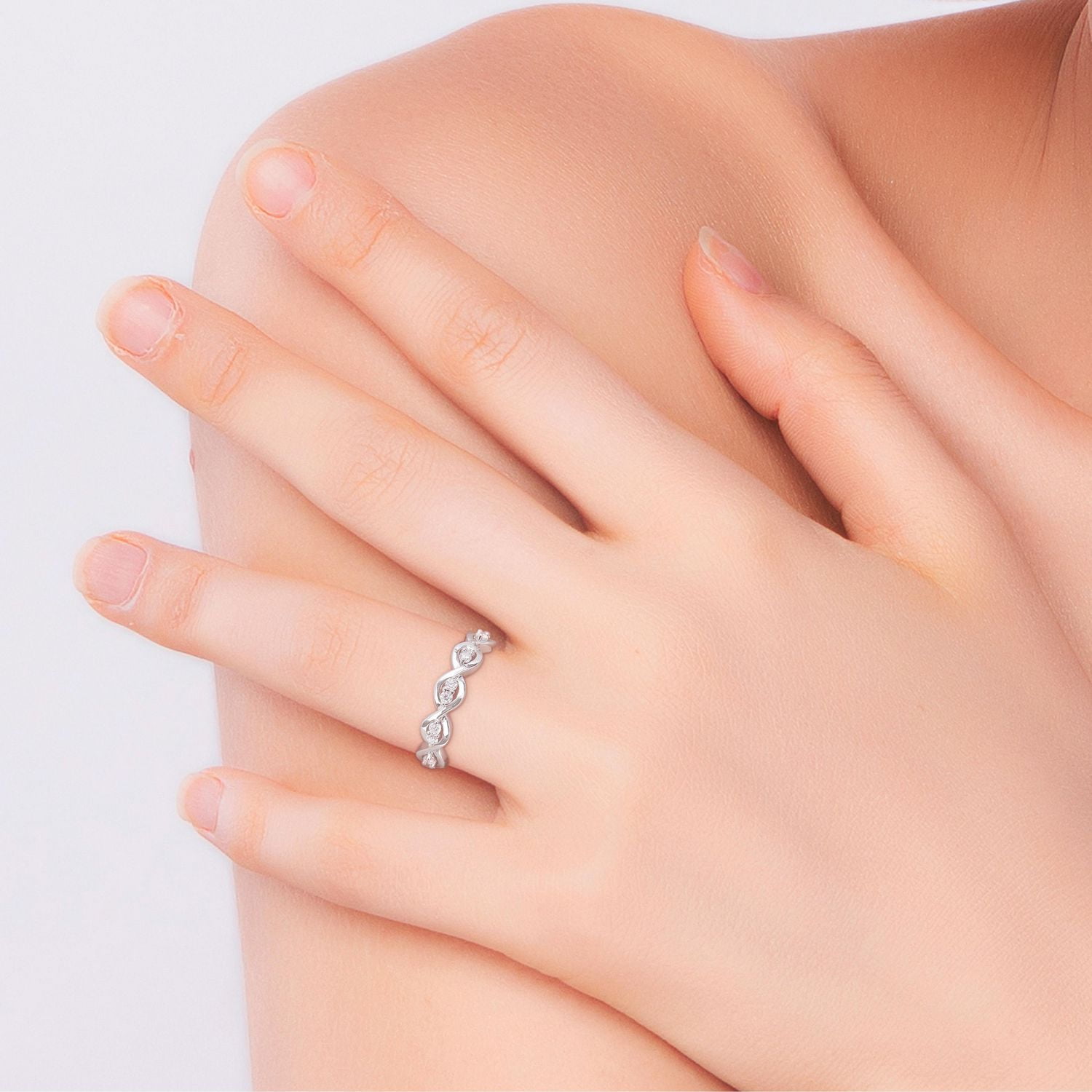 Bague d’Anniversaire Miabella avec 1/4 Carat PBT de Moissanite en Argent Sterling