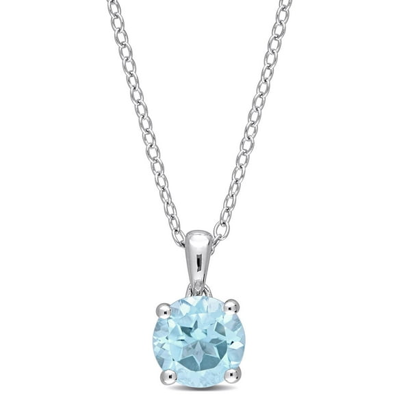 Pendentif Solitaire avec Chaîne Miabella avec 1 1/2 Carat PBT d'Topaze Bleu en Argent Sterling