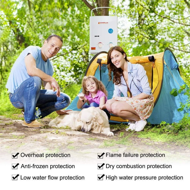 CAMPLUX ENJOY OUTDOOR LIFE Camplux 5L Outdoor Portable Water Heater, 1.32  GPM Tankless Propane Gas Water Heater for RV, Camping, Barns, White