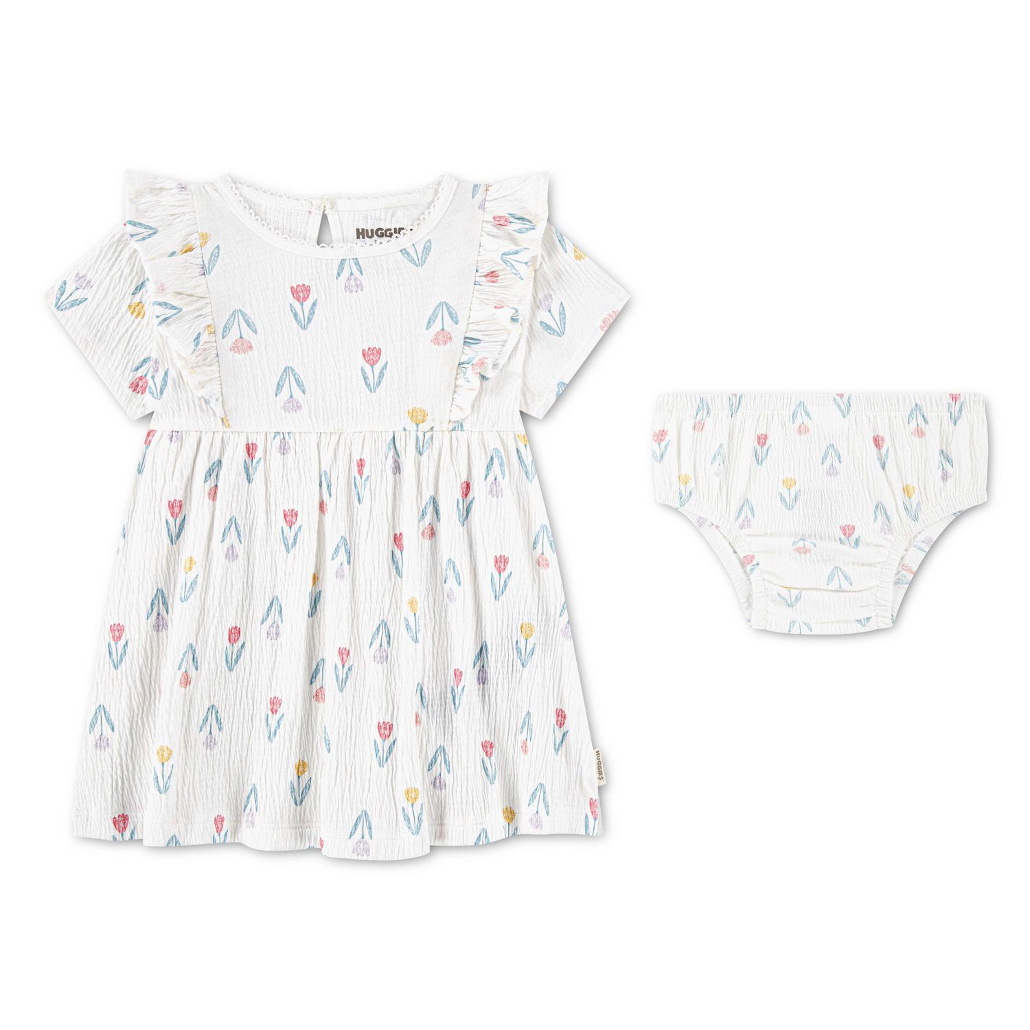 Ensemble 2 pièces Robe en Jacquard Froncé pour Bébé Fille Huggies Happy Hugs