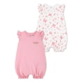 thumbnail image 1 of Huggies Happy Hugs Infant Girl Romper 2-Pack, 1 of 5