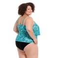 thumbnail image 3 of Krista Plus Women's Tiered High Neck Tankini W/Mesh Swim Top, 3 of 9