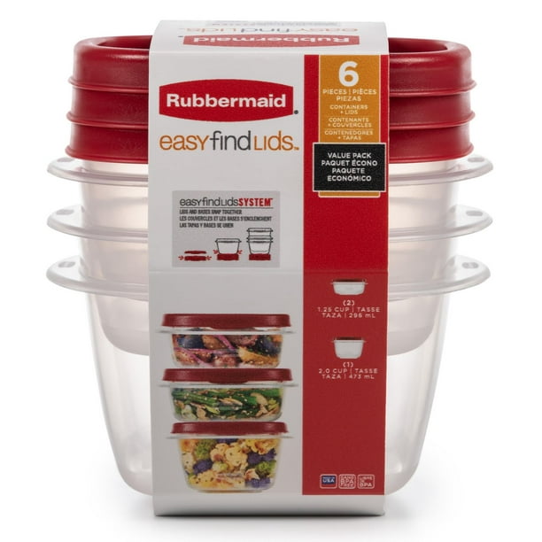 Rubbermaid Ensemble de 6 emballages contenant les aliments Deux-296 ml, un-473 ml