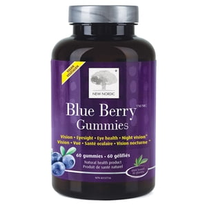 New Nordic, Gommies de baies bleues, soutient la santé oculaire - Maintient la vue et la vision - Avec extrait européen de blueberrry - Gommies véganes - 60 Nombre