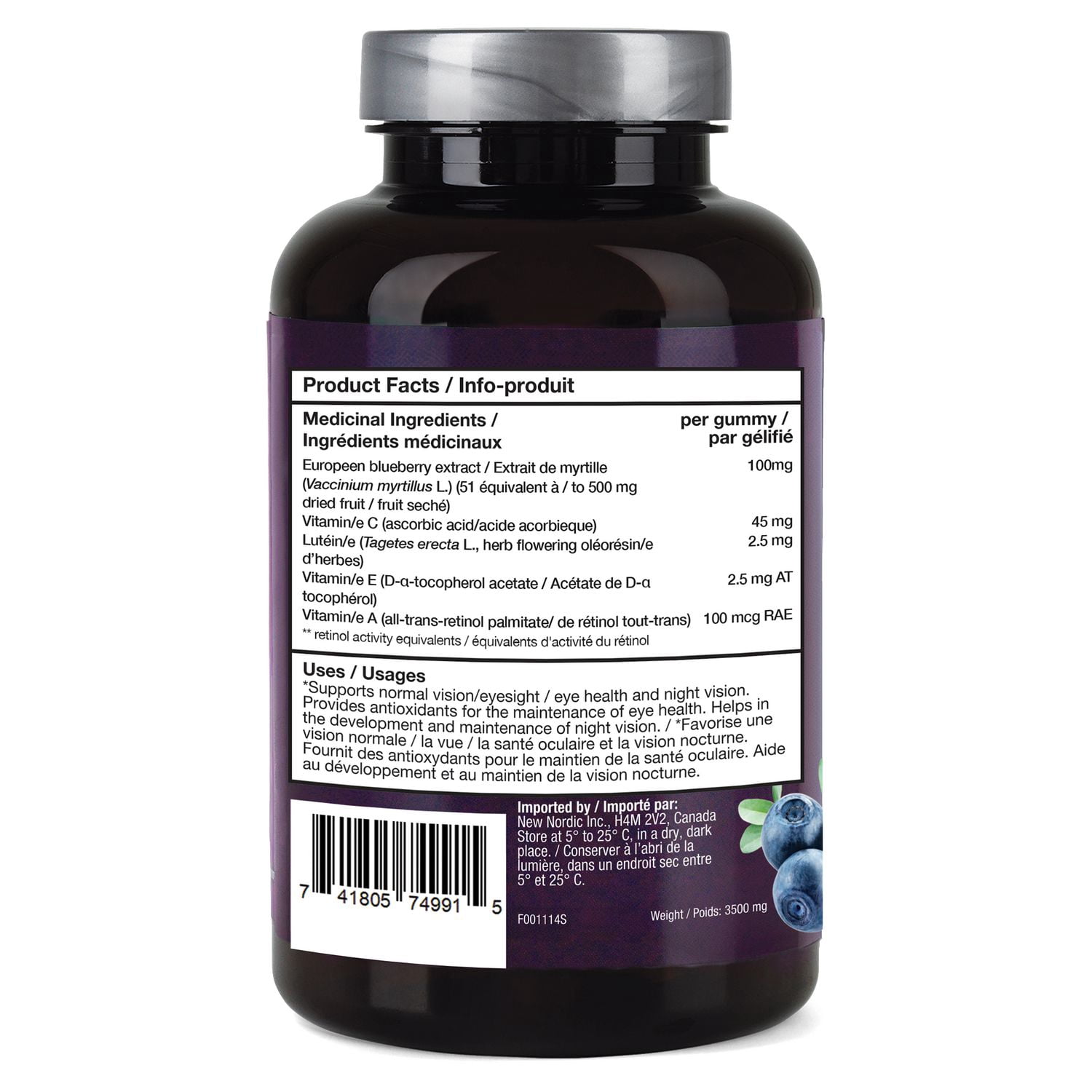 New Nordic, Blue Berry Gummies, Supports Eye Health - Maintains Eyesight and Vision - With European Blueberrry Extract - Vegan Gummies - 60 count