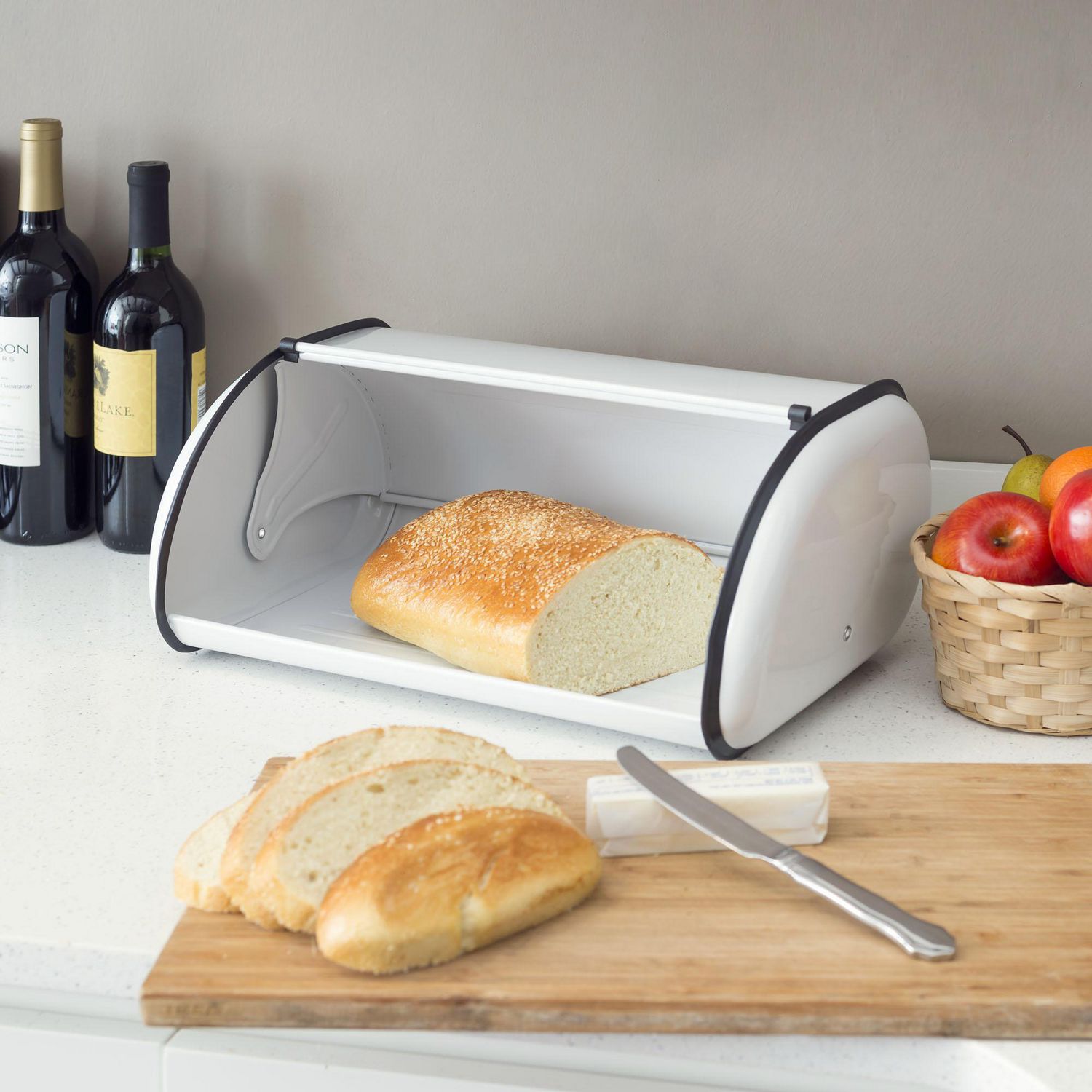 Roll Top Lid Steel Bread Box White Walmart Canada