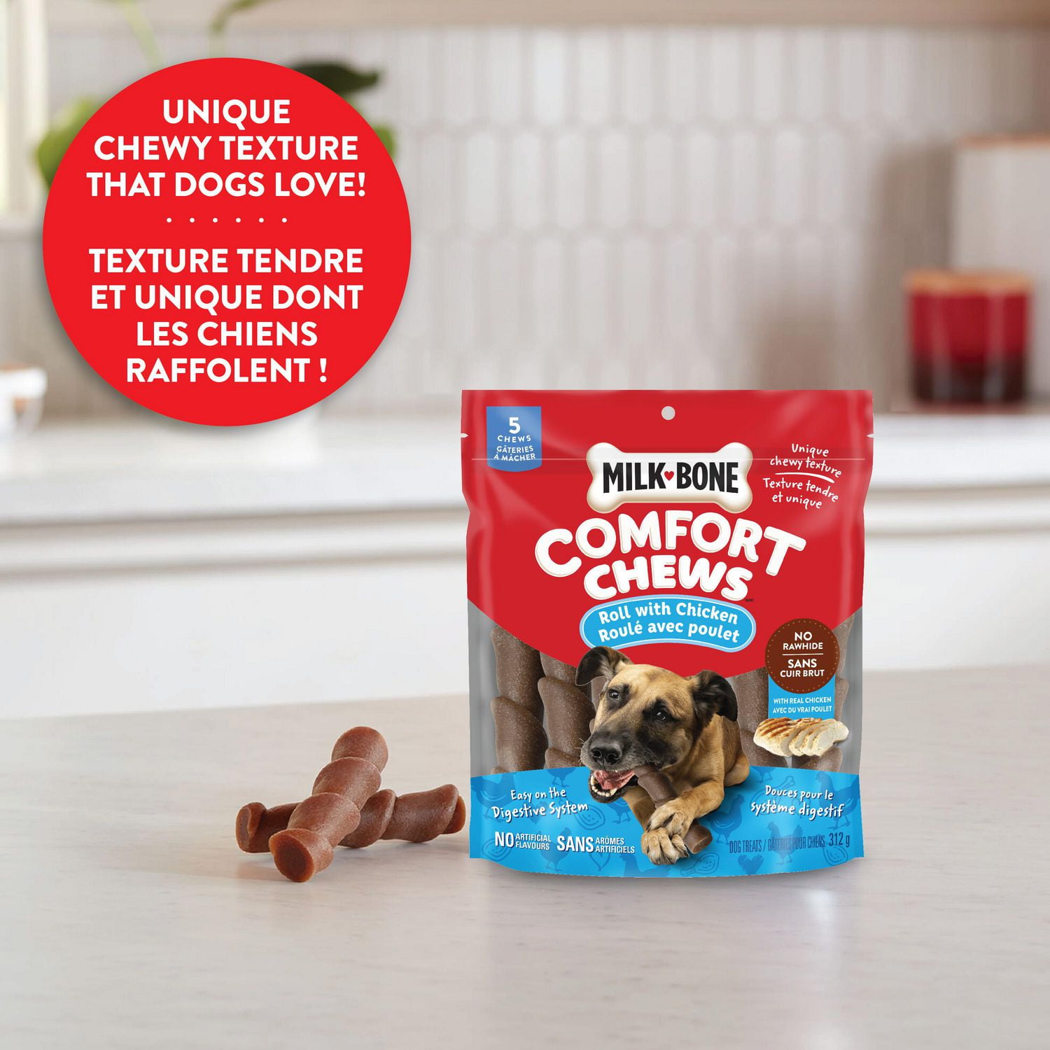 Milk Bone Comfort Chews Roll with Chicken Dog Treats 312g MKB CMFT CHEW CHKN