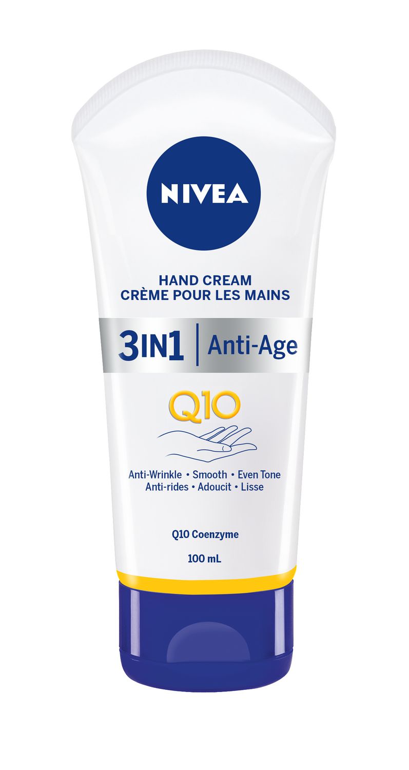NIVEA 3-in-1 Q10 Anti-Age Hand Cream (100mL), Hand Cream for Normal to Dry Hands, Moisture Care Formula for Smooth For Use After Hand or Hand Soap | Walmart Canada