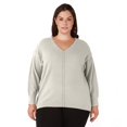 thumbnail image 1 of Devoted Women’s Plus size Exposed Seams V-Neck Sweater, 1 of 2