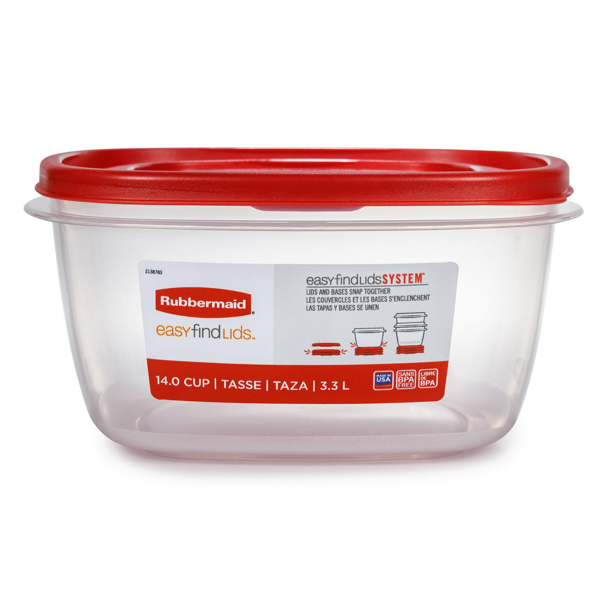Rubbermaid Easy Find Lid Food Storage Container, 3.3 Litter, Red