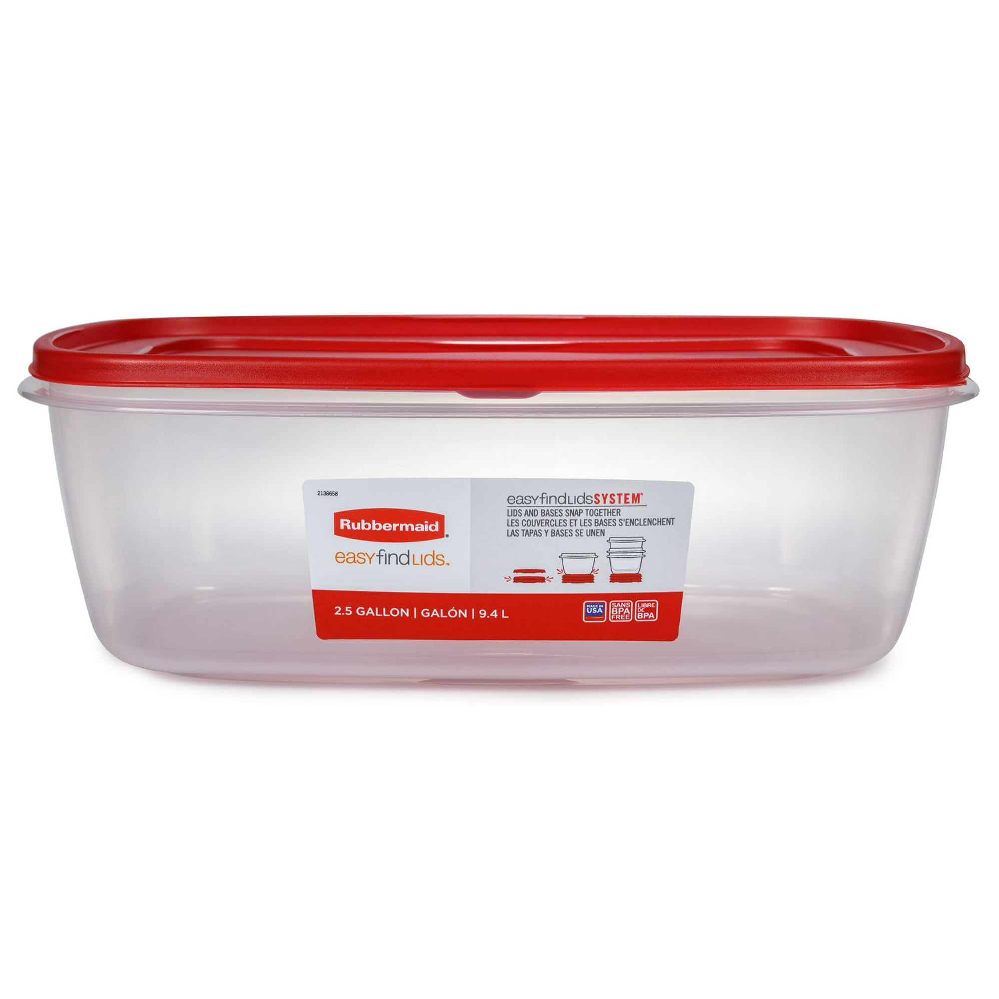 Rubbermaid Easy Find Lid Food Storage Container, 9.5 Liter, Red