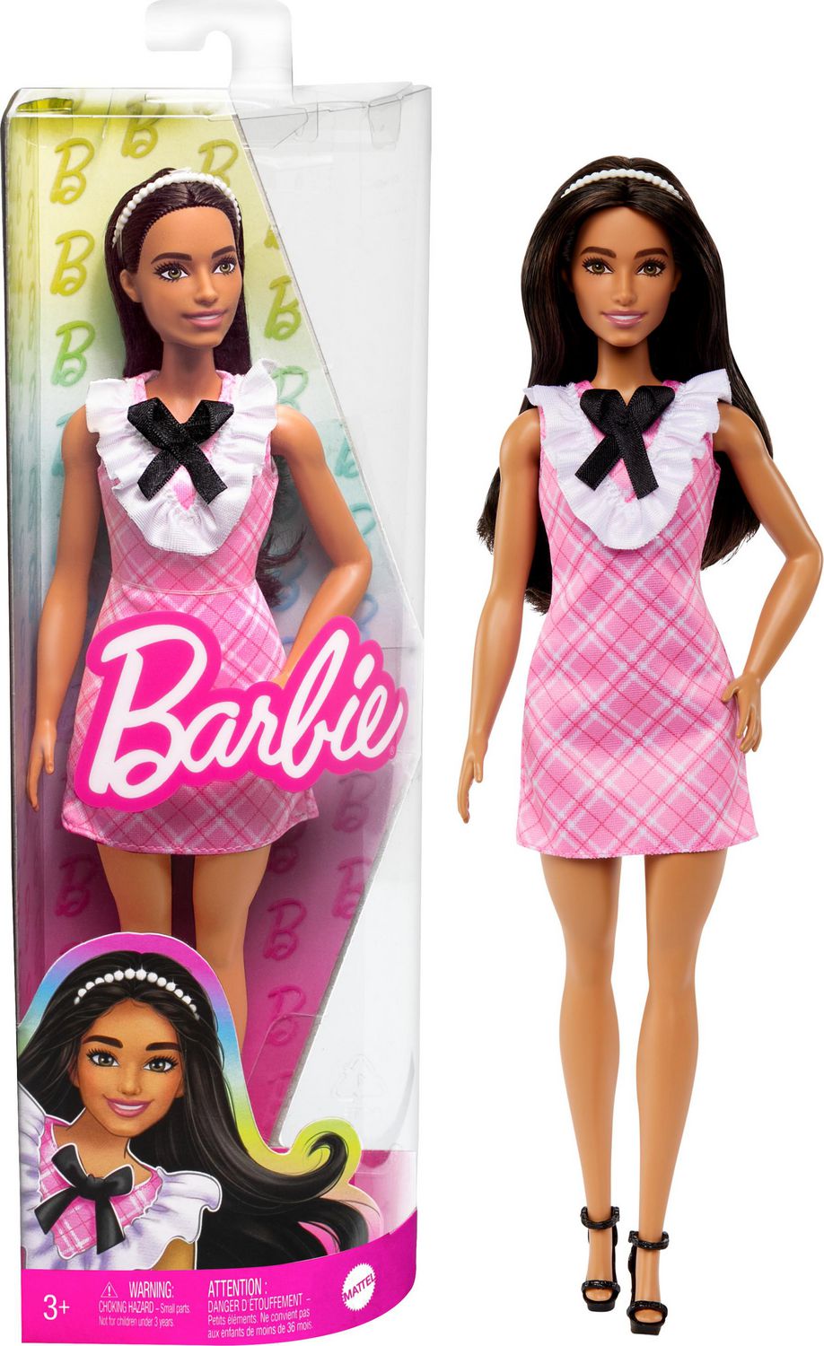 Barbie Fashionistas Doll #209 with Black Hair and a Plaid Dress 