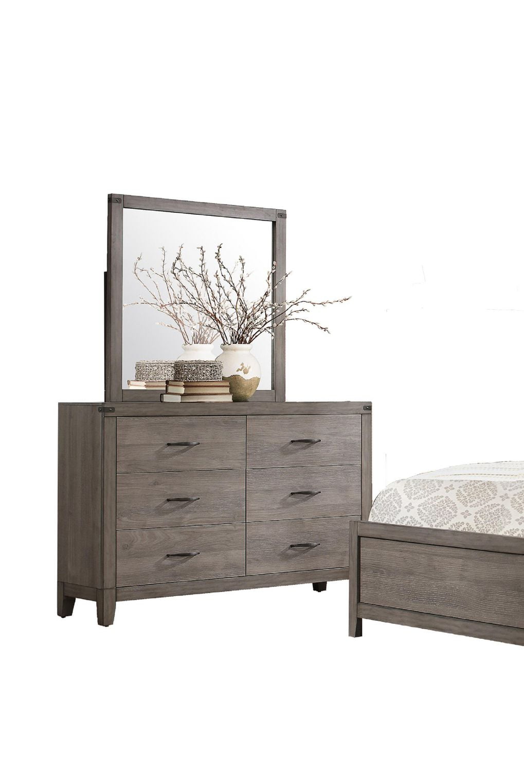 Topline Home Furnishings Grey Weathered Wood Dresser with Mirror Walmart Canada