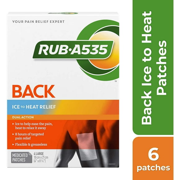 RUB A535 Back Ice to Heat Pain Relief Patches, 4 Large Patches
