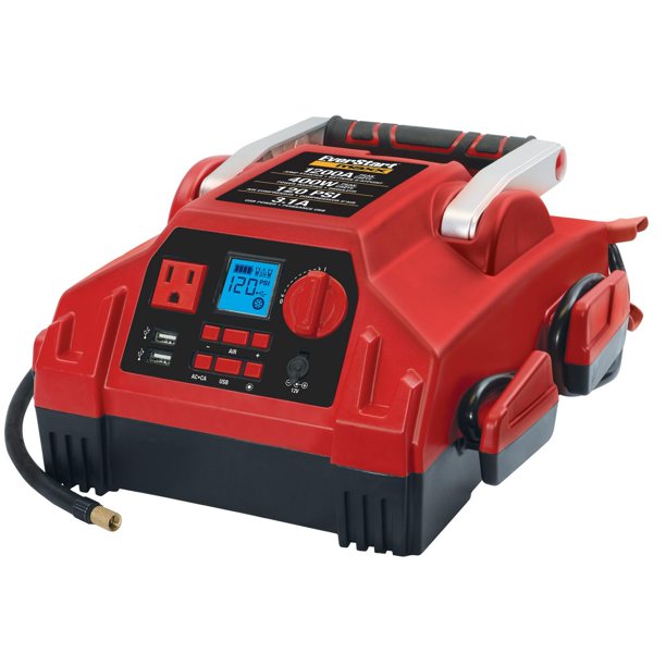 EverStart 1200 Peak Amp Jump Starter with Digital Compressor & 400W