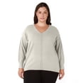 thumbnail image 1 of Devoted Women’s Plus size Exposed Seams V-Neck Sweater, 1 of 2