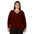 thumbnail image 1 of Devoted Women’s Plus size Exposed Seams V-Neck Sweater, 1 of 2